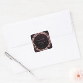 Burgunder Wein & Rose Gold Monogram Wedding Classi Quadratischer Aufkleber (Umschlag)