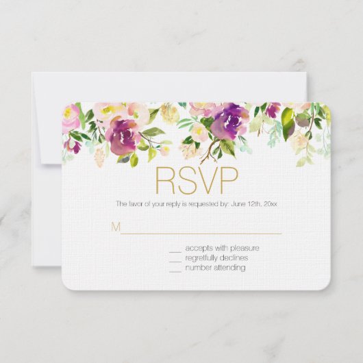 Burgunder Wein und Rosa UAWG RSVP Karte (Vorderseite)