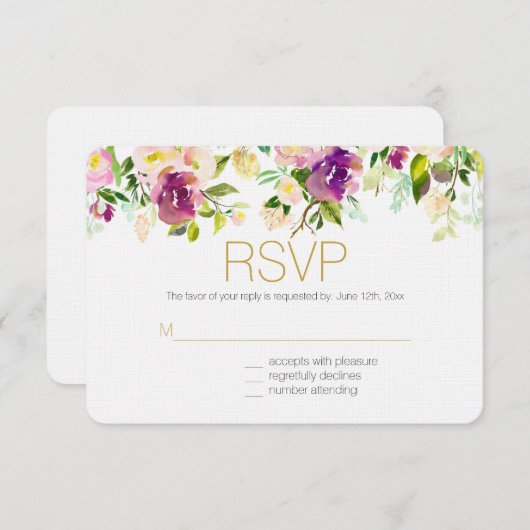 Burgunder Wein und Rosa UAWG RSVP Karte (Vorne/Hinten)