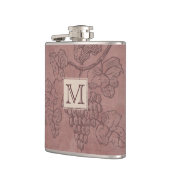 Burgunder-Weinreben-Monogramm Flachmann (Links)
