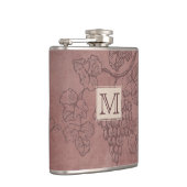 Burgunder-Weinreben-Monogramm Flachmann (Rechts)