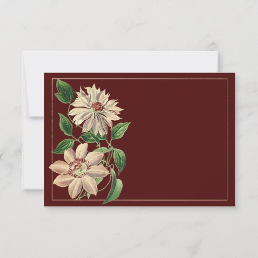 Burgunder Weiß grüne Blüte botanische Bridesmaid Einladung (Rückseite)