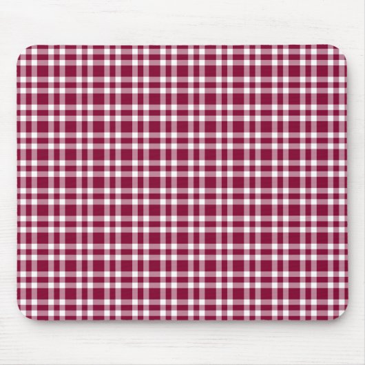 Burgunder weiß kariertes Muster Mousepad (Vorne)