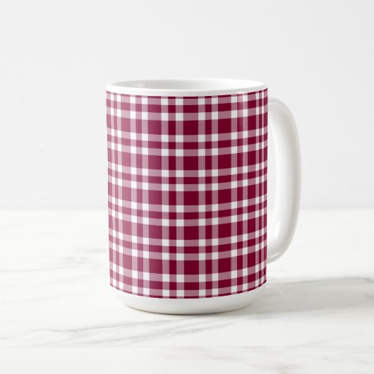 Burgunder Weiß Karomuster Kaffeetasse (VorderseiteRechts)