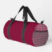 Burgunder Weiß Karomuster Klein Duffle Bag (Rechte Ecke)