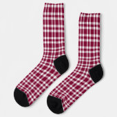 Burgunder-Weiß-Karomuster Socken (Linkes Detail)