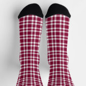 Burgunder-Weiß-Karomuster Socken (Oben)