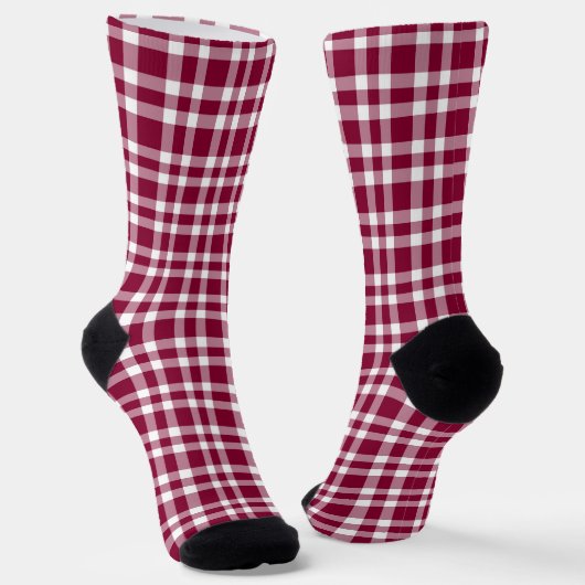 Burgunder-Weiß-Karomuster Socken (Gewinkelt)