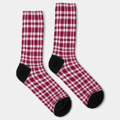 Burgunder-Weiß-Karomuster Socken (Rechts)