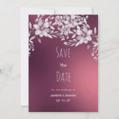 Burgunder, weißer Blumengraben Save the Date Einladung (Vorderseite)