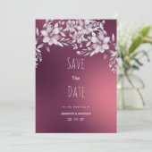 Burgunder, weißer Blumengraben Save the Date Einladung (Stehend Vorderseite)