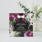 Burgunder, weißer Rosenblütenbogen Einladung (Stehend Vorderseite)