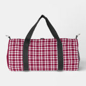 Burgunder-weißes Karomuster Klein Duffle Bag (Vorderseite)