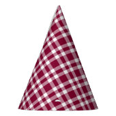 Burgunder-weißes Karomuster Partyhütchen (Links)