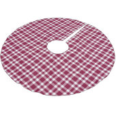 Burgunder-weißes Karomuster Polyester Weihnachtsbaumdecke (Schrägansicht)