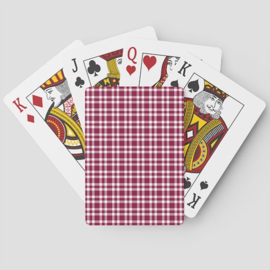Burgunder-weißes Karomuster Spielkarten (Rückseite)