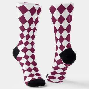 Burgunder-weißes Schachbrett-Diamantmuster Socken