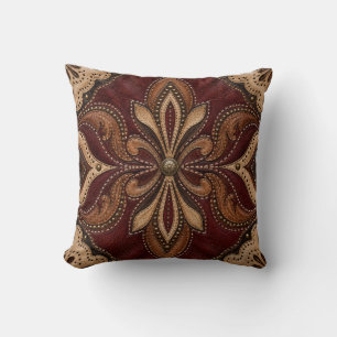 Burgunder-Western-Leder-Imitat-Pillow Kissen