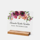 Burgunder-Wildblumen-Blumen  Acrylschild (Winkel)