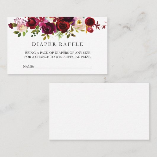 Burgunder-Windelraffle-Karte Visitenkarte (Vorne/Hinten)