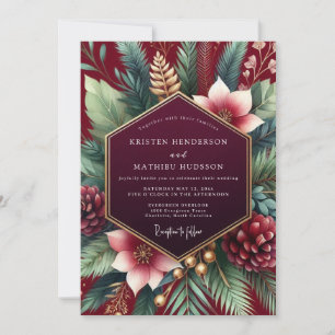 Burgunder Winter Botanische Hochzeit Einladung