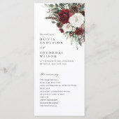 Burgunder Winterhochzeits- Blumenzeremonie-Program Programm (Vorderseite)