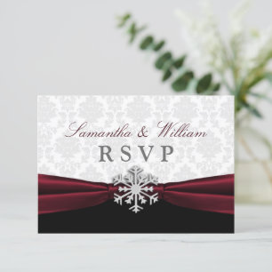 Burgunderband Winterhochzeit-RSVP-Karte RSVP Karte