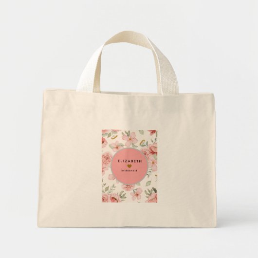 Burgunderblaue Blumenmuster-Tasche Mini Stoffbeutel (Vorne)
