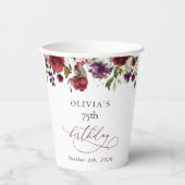 Burgunderblumen, rosa Blumen, Boho, Geburtstag Pappbecher (Vorderseite)