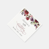 Burgunderblumen, rosa Blumen, Boho, Geburtstag Serviette (Ecke)