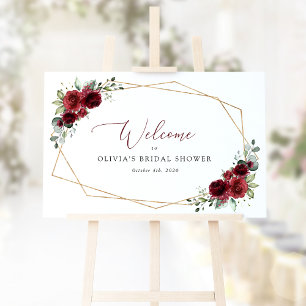 Burgunderblumen, rote Blumen, Hochzeitsempfang Poster