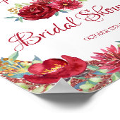 BurgunderblumenRosen-GoldGlitzer-Brautparty Poster (Ecke)