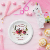 Burgunderblumenrotwildgeweihe, die Dekor wedding Pappteller (Party)