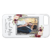 Burgundergraues Marmorskript-Hochzeits-mit Case-Mate iPhone Hülle (Rückseite (Horizontal))