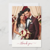 Burgunderne Hochzeit Danke Karte (Vorderseite)
