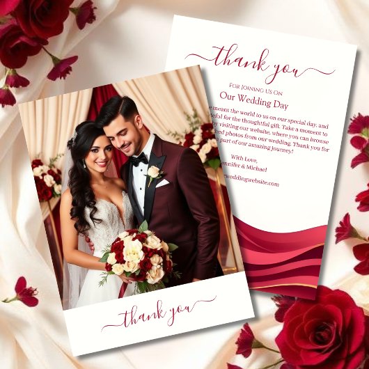 Burgunderne Hochzeit Danke Karte