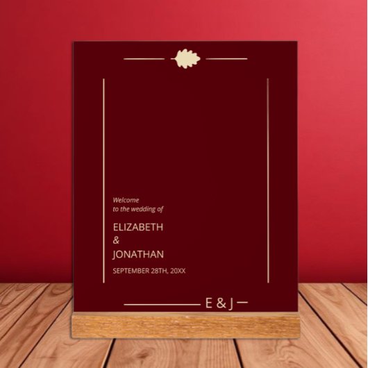 Burgunderne Hochzeit im Herbst Acrylschild