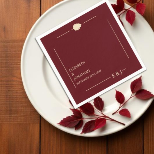 Burgunderne Hochzeit im Herbst Serviette