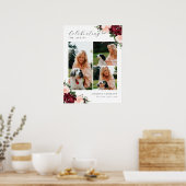 Burgunderrosa Blumengebinde-Foto-Willkommensschild Poster (Küche)
