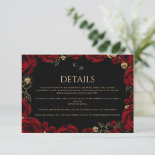 Burgunderrosen Boho-Hochzeit Begleitkarte