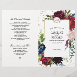 Burgunderrot | Blau | Hochzeitsprogramm für Rote F