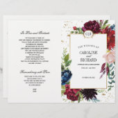 Burgunderrot | Blau | Hochzeitsprogramm für Rote F (Vorne/Hinten)