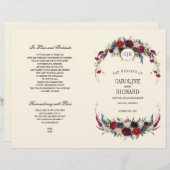 Burgunderrot | Blau | Hochzeitsprogramm für Rote F (Vorne/Hinten)