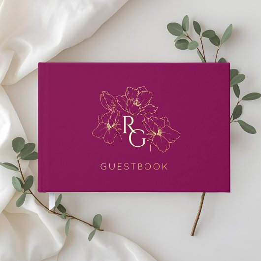 Burgunderrot | Chic Monogram Wedding Guest Book Gästebuch