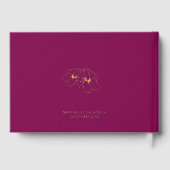 Burgunderrot | Chic Monogram Wedding Guest Book Gästebuch (Rückseite)
