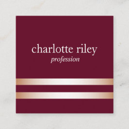 Burgunderrot | Gold Streifen der doppelten Rose St Quadratische Visitenkarte