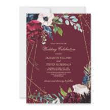 Burgunderrot | Hochzeitsfahrt mit blauem Floral