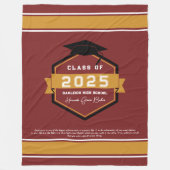 Burgunderrot | Klasse 2025 Abschluss Keepake Fleecedecke (Vorderseite)