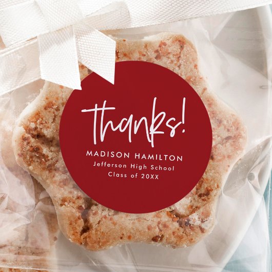 Burgunderrot | Preppy Script Abschluss Vielen Dank Runder Aufkleber