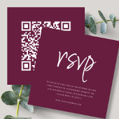 Burgunderrot | QR-Code | Hochzeit RSVP Begleitkarte